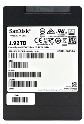 闪迪 SDLF1CRR-019T-1HA1 1.92T 0.6DWD 2.5 SATA SSD 企业级云速系列 EMLC颗粒 耐写度高 Sandisk/闪迪 cloudspeed 1.92T MLC 企业级固态硬盘SSD SATA3.0